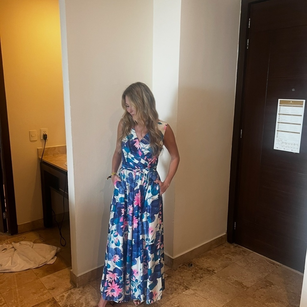Vintage Kamehameha Floral Maxi Jumper in Blue and Pink
